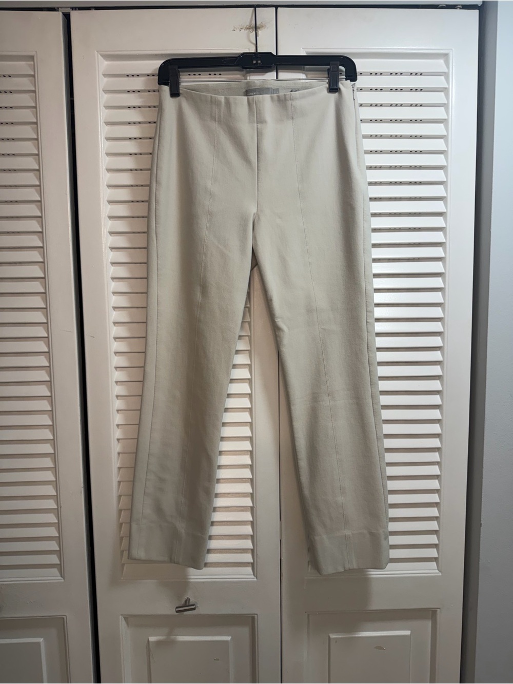Vince Light Stone Ponte Pant Ribbed Waist With Side Zipper